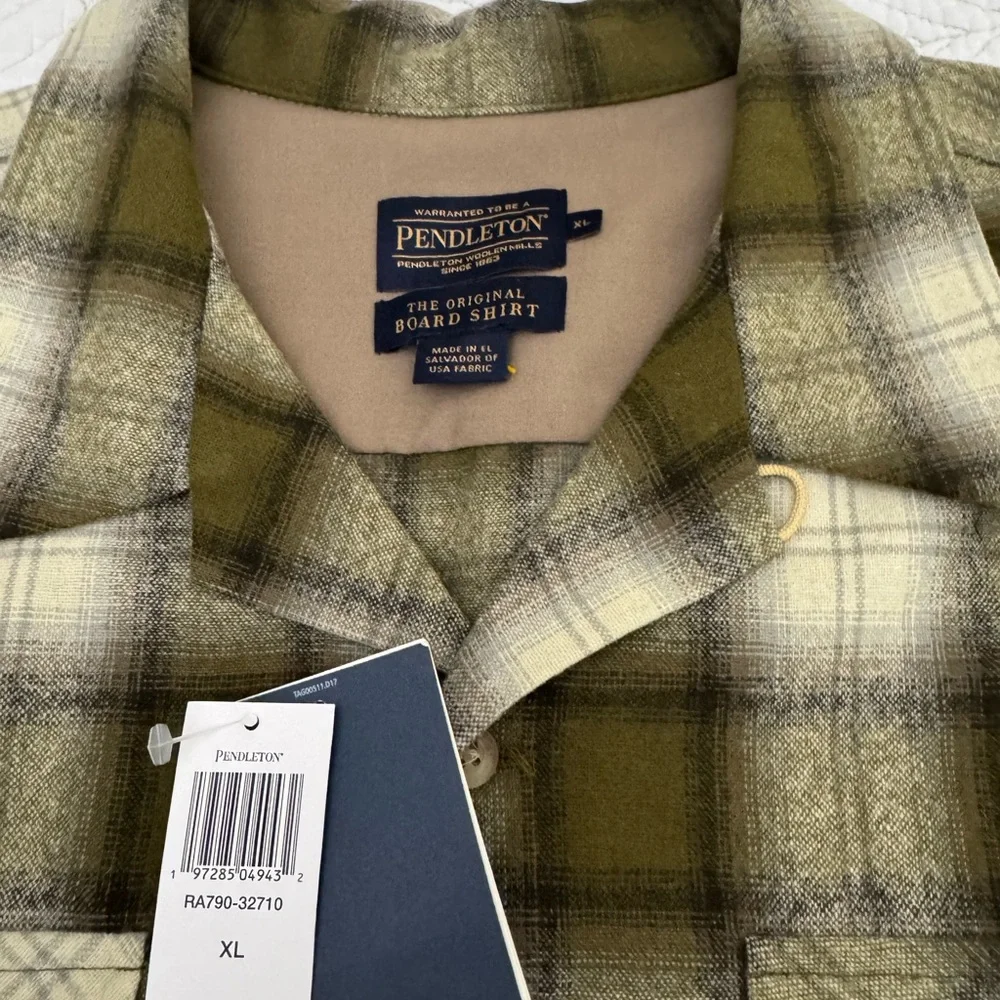 NWT Pendleton Men's Green Plaid Board Shirt- Size XL - Picture 2 of 10